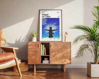 Attack On Titan Anime Poster, Minimalist Manga Art Print