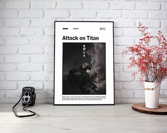 Attack on Titan Anime Poster, Minimalist Manga Art Print