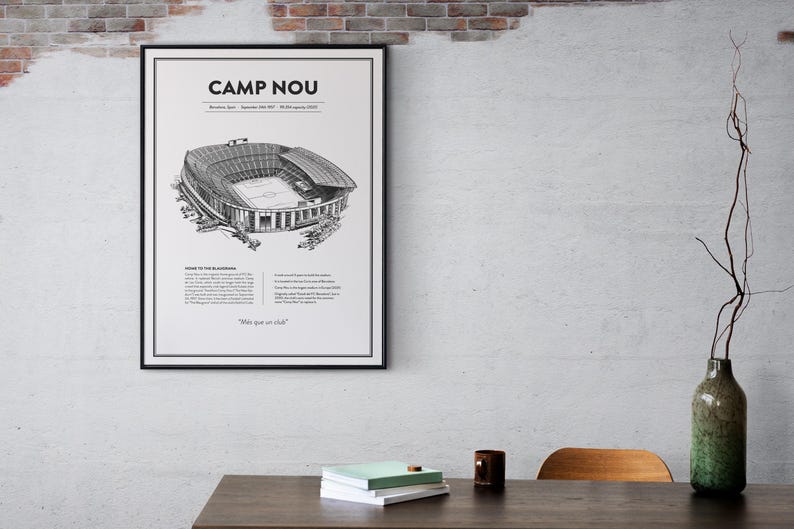 Camp Nou Poster, Barcelona Print, Soccer Fans, Football Poster, Gift