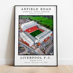 Anfield Stadium Poster, Liverpool Print, Soccer Fans, Football Poster, Gift For Him, Sports Fan Gift