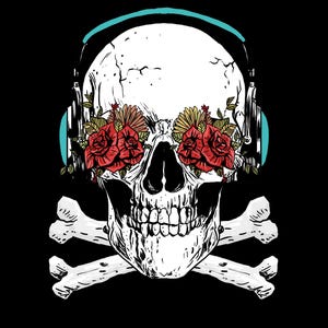 Skull and Crossbones Design Tattoo Art | Pirate Symbol, Gothic Decor, Edgy Graphic for Stickers & Apparel