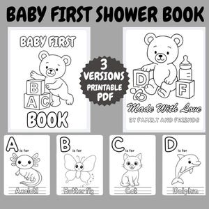 ABC Baby Shower Coloring Book, Baby’s First Alphabet Coloring Book,Cute Theme,Baby Shower Gift – Printable PDF,Baby Shower Game and Activity