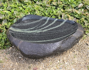 Custom Made To Order River Stone Bird Bath