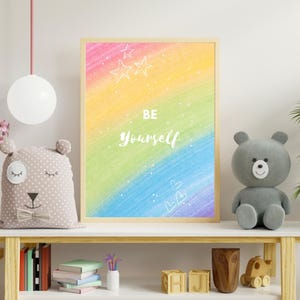 Be Yourself PRIDE MONTH Wall Art, Printable Poster Inclusive Decor for Classroom, Playroom, Therapy Room, Reading Spaces, LGBTQIA+ Art Print