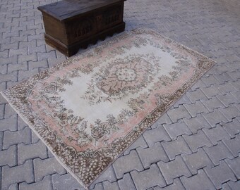 Alfombra antigua de lana de Isparta tejida a mano: alfombra turca de 1,2 x 2,0 m