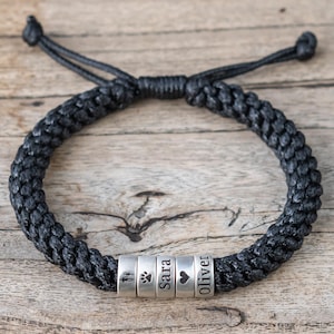 Pulsera trenzada personalizada para hombre, pulsera personalizada para papá, pulsera ajustable, regalo de Navidad para el Día del Padre para él, papá, novio, esposo, hijo