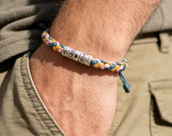 Bracciale regolabile personalizzato da uomo, braccialetto personalizzato con nome per bambini da uomo, braccialetto per papà, regalo di Natale per la festa del papà per figlio, marito, fidanzato