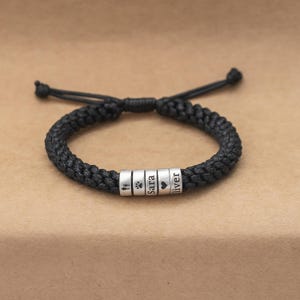 Gepersonaliseerde verstelbare armband voor heren, aangepaste herenarmband, namenarmband, kerstcadeau vaderdag voor hem Kinderen vader vriend echtgenoot