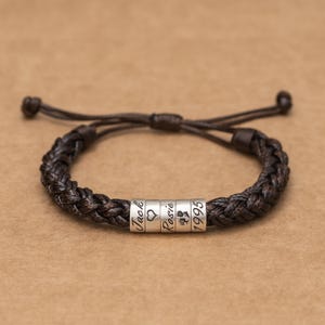 Pulsera personalizada para hombre, tamaño ajustable. Pulsera para papá con cuentas con nombres. Pulsera hecha a mano, regalo de Navidad para el día del padre, para el esposo y el abuelo.