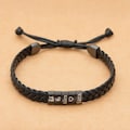 personalized adjustable Leather bracelet , Handmade children's\/kids names beads ,Customized Men's silver jewelry
