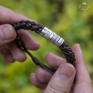 Pulseras personalizadas hechas a mano para hombre, pulsera de cuero trenzado ajustable e impermeable, regalo del Día del Padre para esposo, nuevo papá y abuelo.