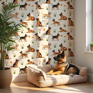 Hunde Tapete: Schälen und Aufkleben Abnehmbare Tier Kunst fürs Kinderzimmer