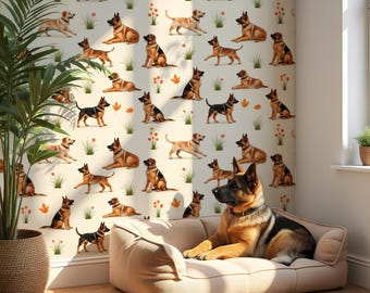 Dog Wallpaper Peel and Stick | Removable Self Adhesive | Temporary and Fun Pet Wallpaper Art for Nursery or Kids Room | Pet Owner Gift