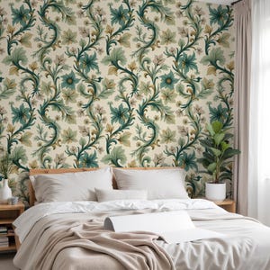 Art Nouveau Floral Peel and Stick Wallpaper: Vintage Botanical Decor