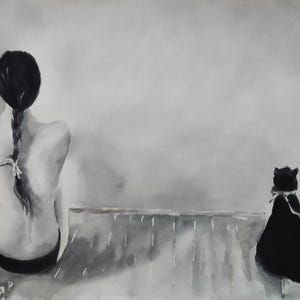 Wenn Stille Spricht-Aquarell Original Gemälde, 37x30cm