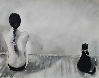 Wenn Stille Spricht-Aquarell Original Gemälde, 37x30cm