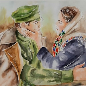 Farewell, Watercolor Art, Hand-Painted Original