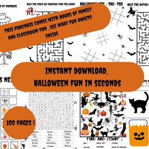 Halloween-Aktivitäten für Kinder, Halloween zum Ausdrucken, druckbare Spiele für Kinder, Halloween-Aktivitäten für das Klassenzimmer , PDF, INSTANT DOWNLOAD