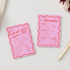 Lets Go Girls, Cowgirl and Rodeo inspired bachelorette invitation template, pink and girly, disco pinup cowgirl, pink and red