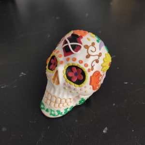 Handgemaakte polymeerklei Calavera-suikerschedel, Mexicaans decor