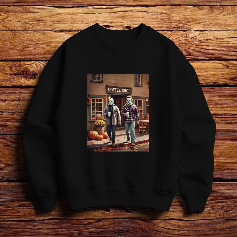 Vintage Jason Vorhees and Michael Myers Coffee Funny Sweater Halloween