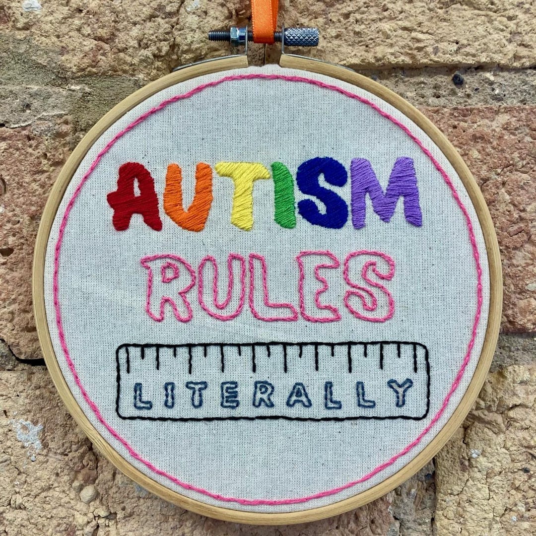 Autism Rules Embroidery Pattern, Neurodivergent, Subversive, Positive ...