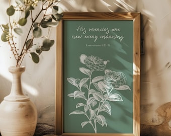 Christian Wildflower Biblical Print: Lamentations Scripture Verse, Botanical Home Decor (Digital Download)