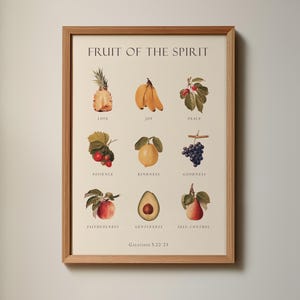 Fruit of the Spirit Biblical Print: Christian Scripture Wall Art Kitchen Decor (Digital Download)