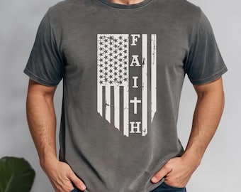 Comfort Colors USA Flag Faith Shirt: Patriotic Christian Tee