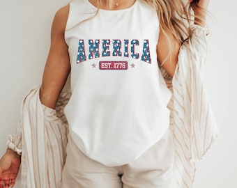 America 1776 Tank Top: Vintage Patriotic USA Graphic Tee