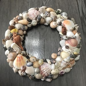Shell wreath, maritime decoration made of South Sea shells, unique and natural product, 25 cm diameter, wall decoration, door wreath
