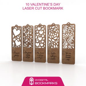 Archivos de corte láser para marcapáginas del día de San Valentín, 10 archivos de corte láser para marcapáginas, archivos de máquina de corte Svg para marcapáginas Cricut