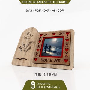 Valentinstag Laser-Cut Fotorahmen | Liebe Holzrahmen | "You & Me" Bildmagnet | Romantisches Geschenk SVG-Dateien, Cdr, Ai, Dxf, Pdf