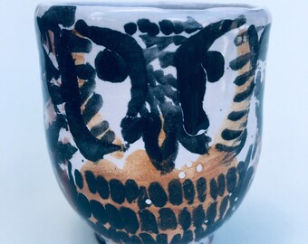 Majolica owl shot glass