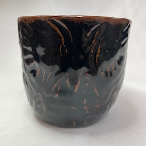 Carved porcelain owl cup 8 ounce