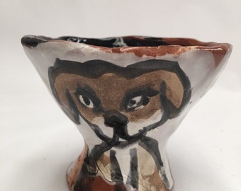 Dog , hare , goat pinch pot cup