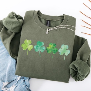 Shamrock Sweatshirt: Lucky Irish Clover, St. Patrick&#39;s Day Crewneck