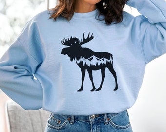 Moose Silhouette Sweatshirt: Mountain Camp Hoodie