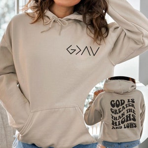 God is Greater Sweatshirt - Christian Sweatshirt - Religious Hoodies - Christian Gift Crewneck - Christian Apparel - Faith Hoodie