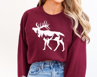 Mountain Moose Sweatshirt: Cozy Camp Sweater