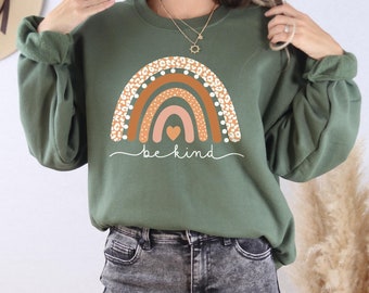 Be Kind Sweatshirt - Kindness Hoodie - Teacher Gift - Be Kind Rainbow - Inspirational Sweater - Boho Hoodie - Sweater for Women