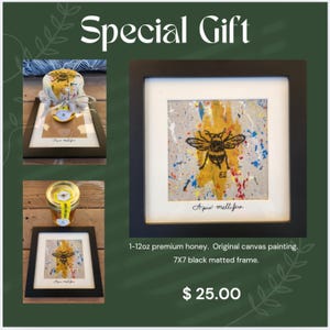 Premium wildflower honey and special gifts of honey and art.