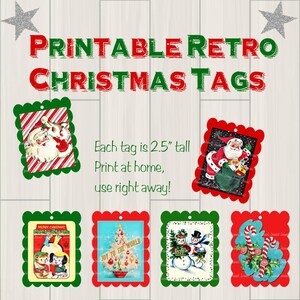 Christmas Gift Tags, Instant Download Printable Tags, Vintage Digital Download Christmas, Santa Deer Snowman Tags, JPG Christmas Gift Tags