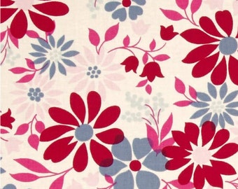 Caravelle Arcade Rebecca Fabric - Jennifer Paganelli Fabric - Ivory Floral Fabric - Rebecca Sisboom Fabric - Caravelle Fabric Blue Pink