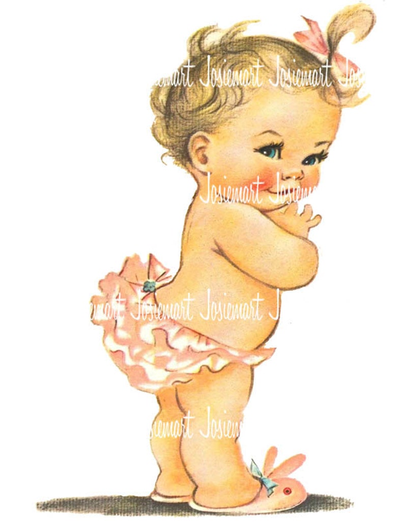 Baby Diaper Image Digital Vintage Digital Download Infant in Diaper Image Vintage Image Large PNG Retro Children Cute Kids image 1