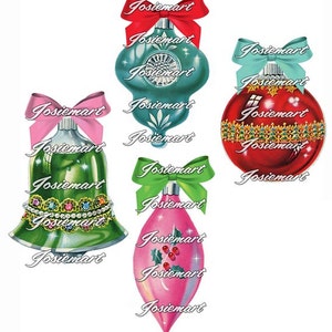 Vintage Digital Download Christmas Ornaments Vintage Image Collage Large JPG and PNG