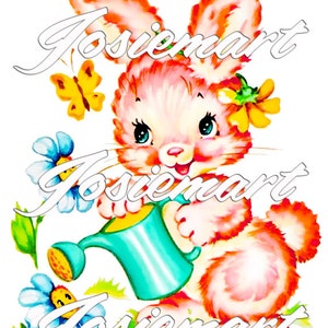 Vintage Digital Download Pink Bunny Kawaii Vintage Image Collage Large JPG