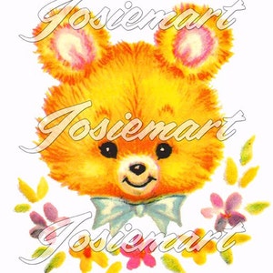 Vintage Digital Download Bear Kawaii Vintage Image Collage Large JPG