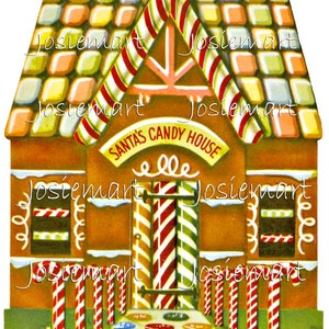 Vintage Digital Download Santa Gingerbread House Christmas Vintage Image Collage Large JPG and PNG