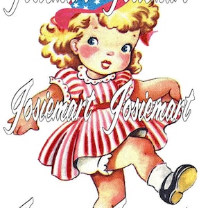 Vintage Digital Download American Girl Image July 4th Collage Large JPG PNG